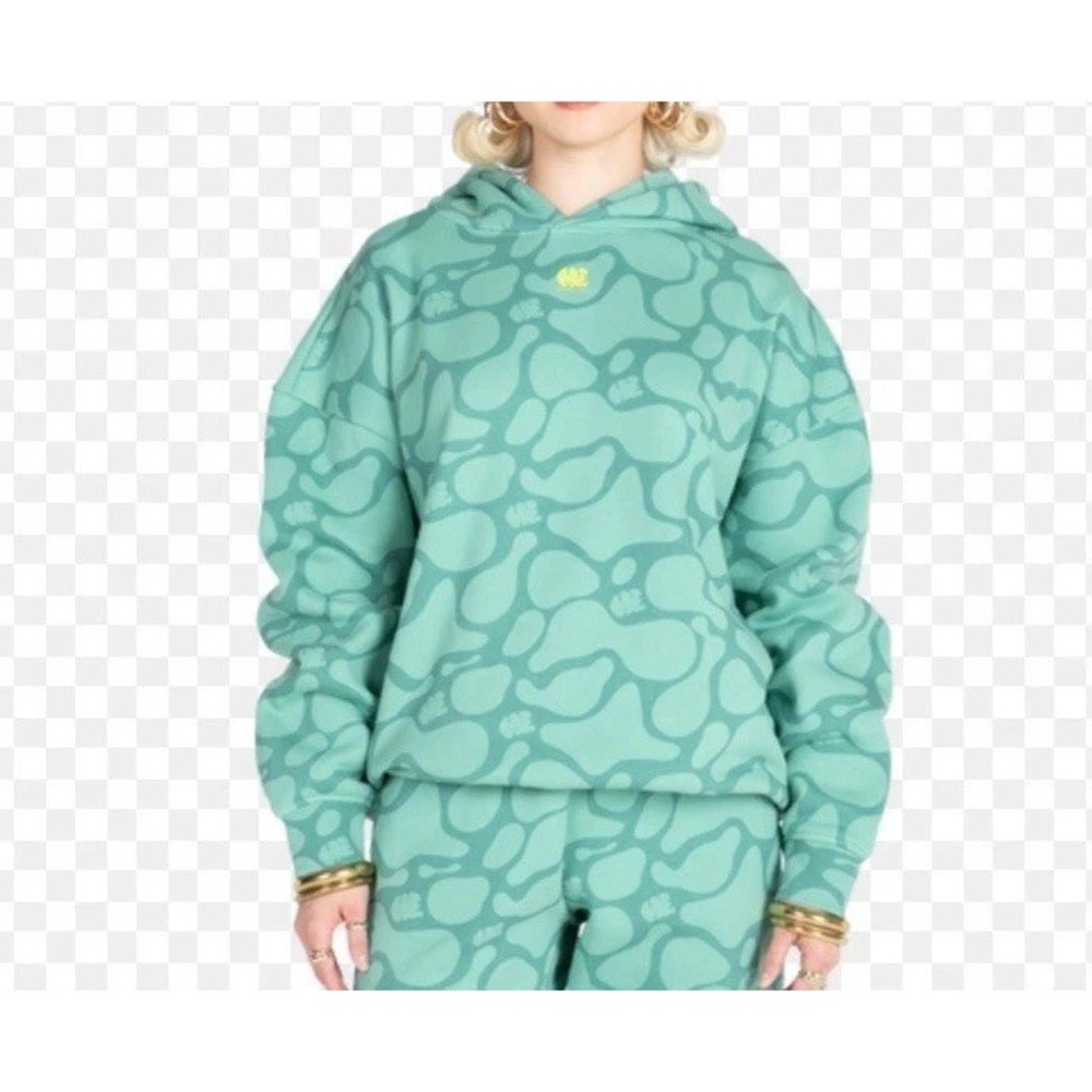 Melody Ehsani Amoeba Hoodie Pullover Green Women's M Streetwear Cozy Oversized
